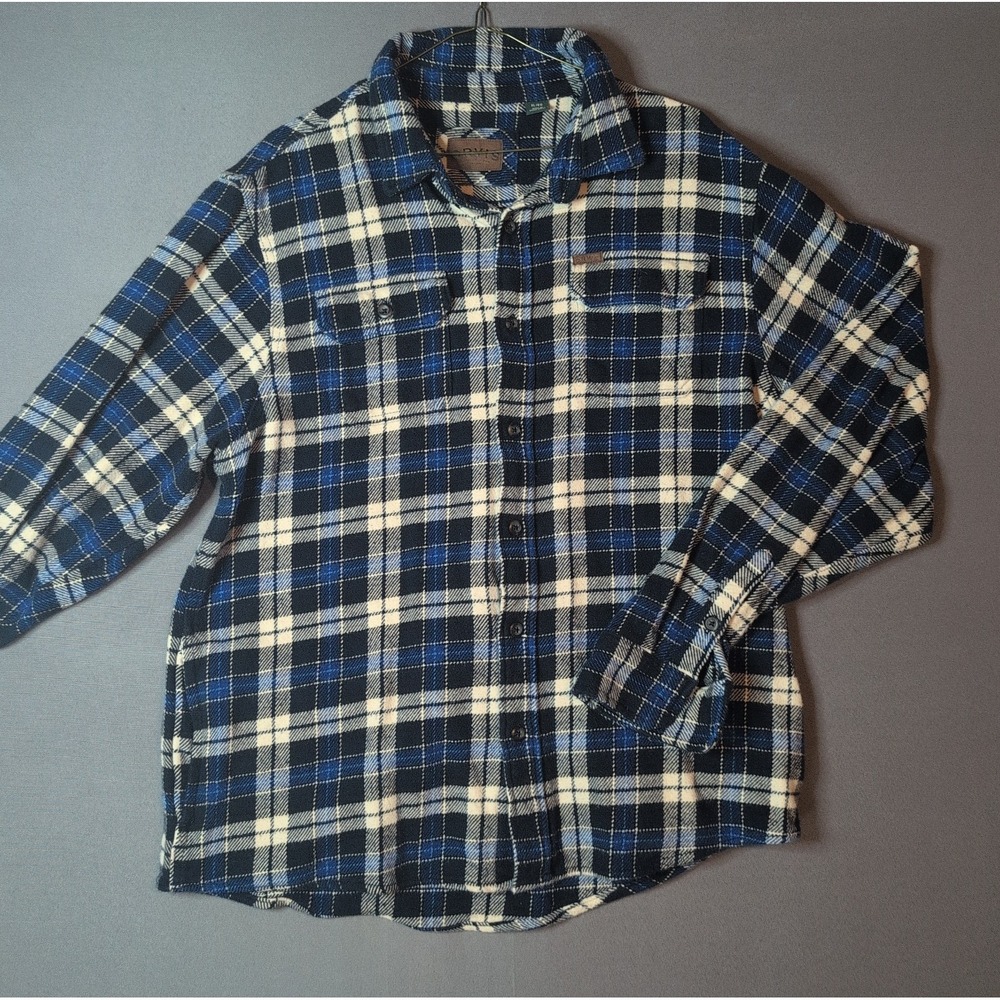Orvis Flannel Shirt Jacket Mens Heavyweight Shacket Blue Plaid XL